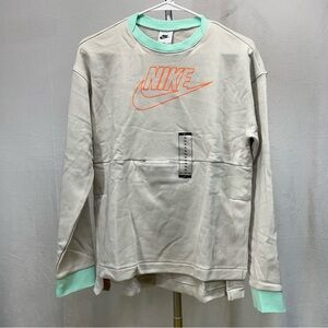 Nike Unisex Cream and Mint Top with Orange Logo xlarge